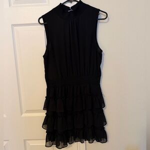 Express Black Ruffled Mock Neck Dress